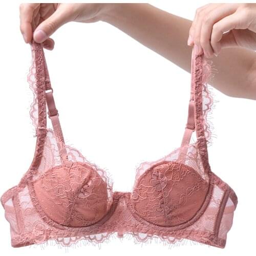 Floral Pink Lace Underwear Women Bra Set Plus Size Ultra Thin Underwire Push Up Bras And Panties Female Sexy Lingerie A B C D E
