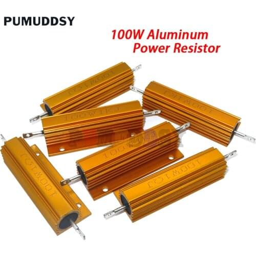 RX24 100W Aluminum Power Metal Case Wirewound Resistor 0.01 ~ 100K 0.1 0.5 1 1.5 2 6 8 10 20 100 150 200 300 1K 10K Ohm