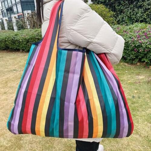 Folding waterproof supermarket shopping bag Womens shoes bag womens handbag Oxford cloth storage bag Shoulder bag