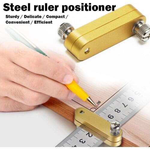 Steel Ruler Positioning Block Woodworking Scribe Drawing Mark Line Gauge Carpenter DIY Measuring Tool Carpenter Tools