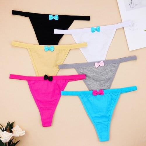 Sexy Women G-String Cotton PantiesThin Strappy Thongs T-Back Large Size Soft Low Waist Bow Thong Ladies Panties Sexy Lingerie