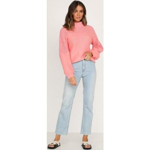 2020 Autumn Winter New Womens Elegant Loose Pink Sweater Lady Solid Color O Neck Fashion Casual Sweater Top Knit Sweater Sweater