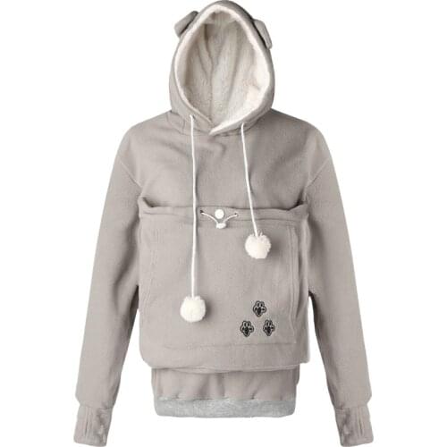 Winter Women Hoodies Carry Pet Pocket Sweatshirt Pouch Hood Tops Cat Dog Keep Warm Breathable Hooded Bags Cats Supplies