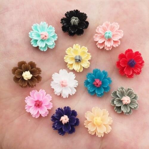 New 150pcs Resin 13mm Colorful 3D Flower Flatback Stone Scrapbook Wedding DIY Ornaments Applique Crafts SG42