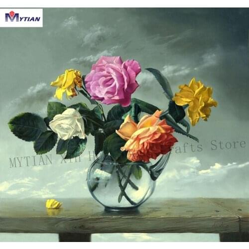 Vase Flower Arranging 5D DIY Diamond Painting Flowers Cross Stitch Diamond Embroidery Mosaic Diamonds Wall Stickers Home Decor