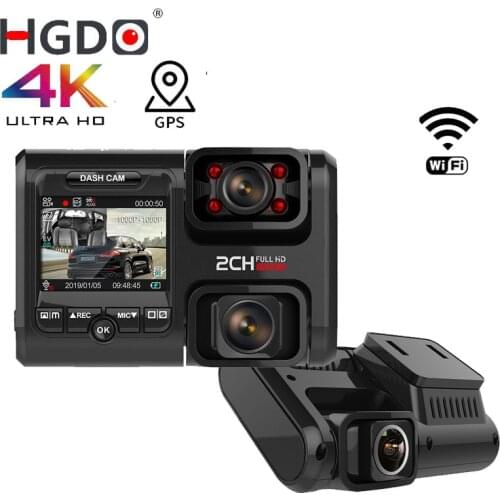 HGDO D16 4K Dash Cam Dual SONY Lens Inside rear Cameras GPS WIFI ADAS Video Recorder FHD 1080P black Night Vision Car DVR 60f/s