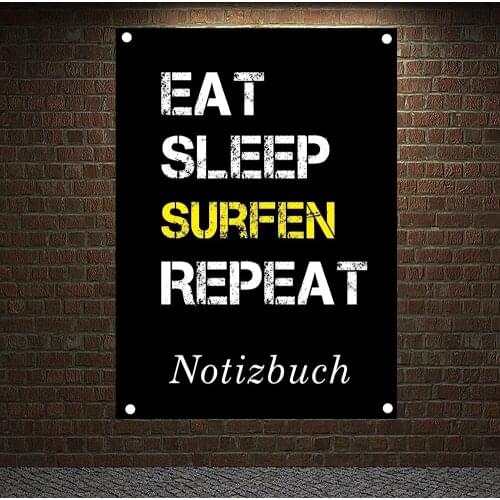 EAT SLEEP SURFEN REPEAT Vintage Exercise Fitness Banners Flags Bodybuilding Sports Inspirational Posters Tapestry Gym Wall Decor