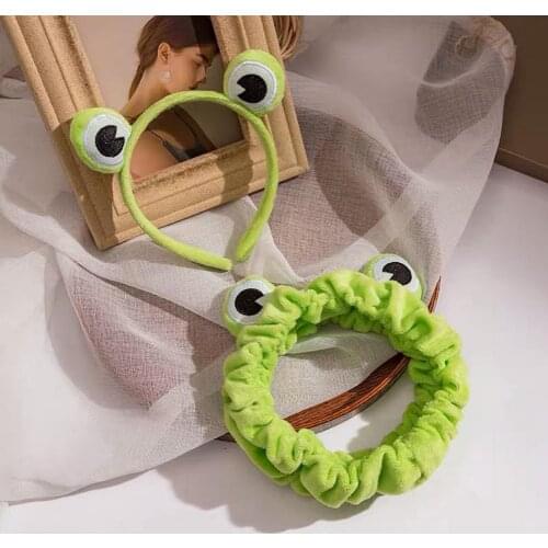 Funny Makeup Frog Head Bandwidth Edge Tighten Headband Cute Cartoon Frog Girl Cloth Headwear Accessories Headpiece Gift Friends