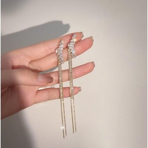2020 New Arrival Zeojrlly Crystal Trendy Water Drop Women Dangle Earrings Crystal Tassel Earrings Fashion Korean Long Jewelry
