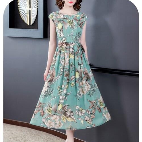 2021 Spring Summer Floral Chiffon Maxi Dresses Vintage Plus Size Print Runway Midi Dresses Elegant Women Bodycon Party Vestidos