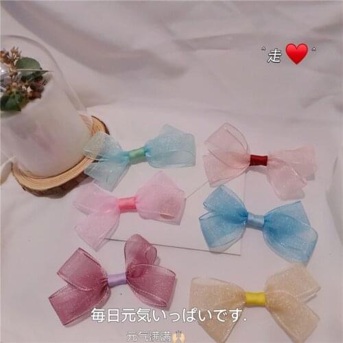 10pcs/lot 9cm DIY Fairy gauze hand tied bow padded Patches Appliques for DIY Children Hair Clip Accessories