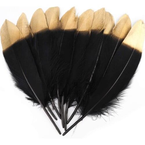 10Pcs/Lot Black Gold Wedding Feathers for Crafts DIY Natural Goose Feathers Colorful Plume Party Accessories Decoration 15-20cm
