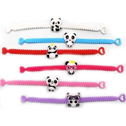10pcs Colorful Chinese Panda Bangle Cute Animal Bracelet Birthday Holiday Party Kids Children Girl Boys Wristband Gift Favor