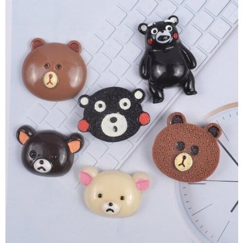 100pcs/lot Lovely Resin Cartoon Bear Cabochon Embellishment Flatback For Kids Headwear DIY Craft Scrapbooking Decoration