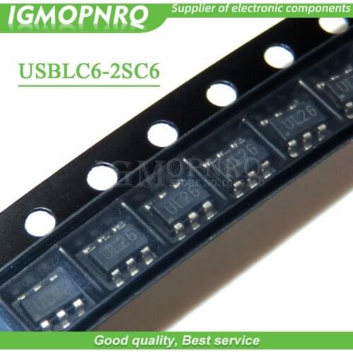 100pcs/lot USBLC6-2SC6 USBLC6 UL26 SOT23-5 ESD Protector New Original Integrated Circuit New Original Free Shipping