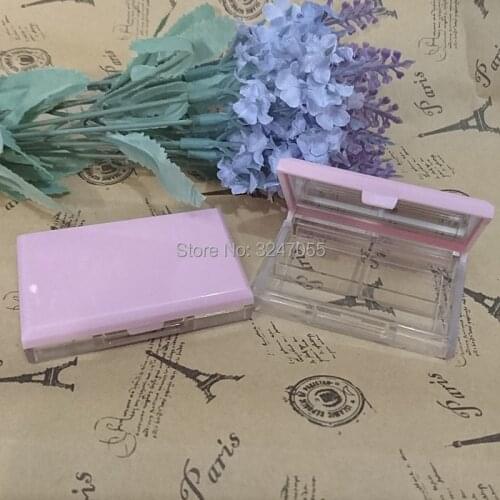 10pcs40pcs Empty Cosmetic Eyeshadow Powder Case n Mirror, Plastic Square Pink Blusher Container, Cosmetic Refillable Subpackage