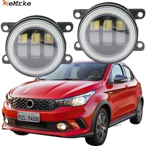 2X Led Angel Eye DRL for Fiat Argo 358 2016-2019 2020 2018 2017 2021 LED Fog Lights Lamp Lens Daytime Running Light