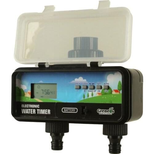 2 zone lcd digital solar electronic water timer with rain sensor function 2 outlets adopt solenoid valve 5 keys to set program