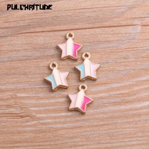 10pcs Two Color 12*14mm Alloy Metal Drop Oil Candy Stars Charms Pendant For DIY Bracelet Necklace Jewelry Making