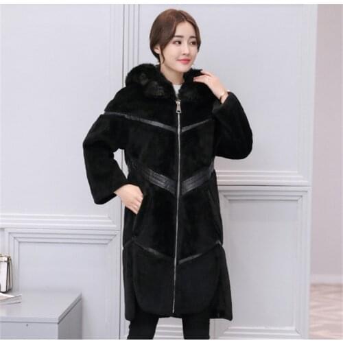 2020 Warm Winter Jacket Women Faux Fox Fur Collar Coat Female Hooded Fur Coats Thick Womens Jackets Abrigo Mujer WXF438