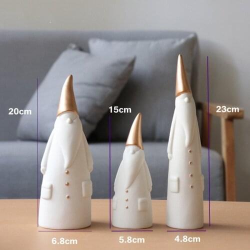 3Pcs/Set Ceramics Santa Clause Figurines Christmas Decoration Statue Scandinavia Style Nordic Home Decoration White Gift