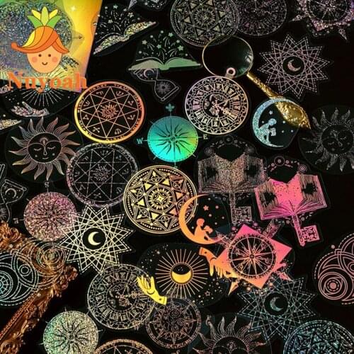 45 Pcs Unicorn Starry Night Retro Hot Stamping Stickers Handbook Diary Decoration Diy Decoration Stickers For Scrapbook Handmade