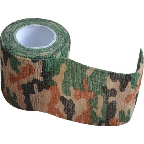 5 Rolls 4.5m*5cm Camo Color Self-Adhesive NonWoven Bandage Hunting Cohesive Camouflage Tape For OutDoor Sports Injured Protect