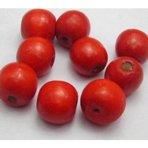 50 Red Round Wood Beads 16mm~Wooden