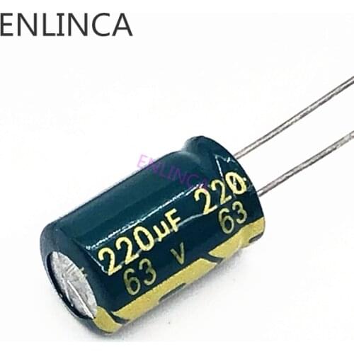 110pcs/lot T06 high frequency low impedance 63V 220UF aluminum electrolytic capacitor size 10*17 220UF 63V 20
