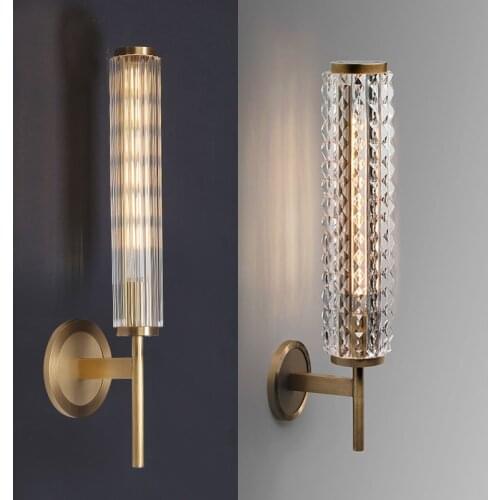 Bar salon Retro Brass wall Light vintage Copper Wall Lamp Luxury Living Room Glass Wall sconce Bathroom Mirror Light 220-240V