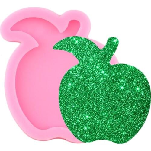 Shiny Glossy Apple Silicone Mold Epoxy Resin Craft Keychain Mould DIY Handmade Charms Moulds Polymer Pendant Clay Molds