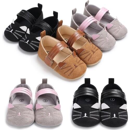 Cartoon childrens solid color cat baby shallow princess shoes artificial PU soft bottom spring and autumn baby shoes