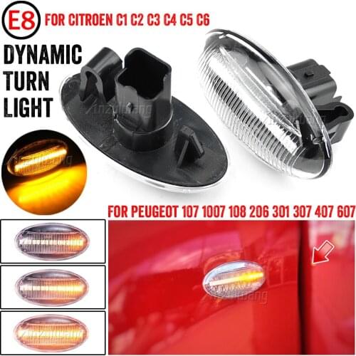 For Peugeot 307 206 407 107 607 Citroen C1 C2 C3 C5 LED Dynamic Turn Signal Light Flowing Water Side Marker Indicator Light