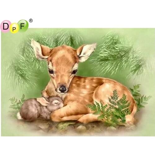 DPF DIY Baby rabbit 5D home decor diamond embroidery crafts wall painting diamond mosaic square diamond painting cross stitch