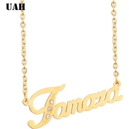 UAH Tamara Name or New Personalized Pendant Necklace Stainless Steel Custom Name Plate Necklace Word Letters Jewelry