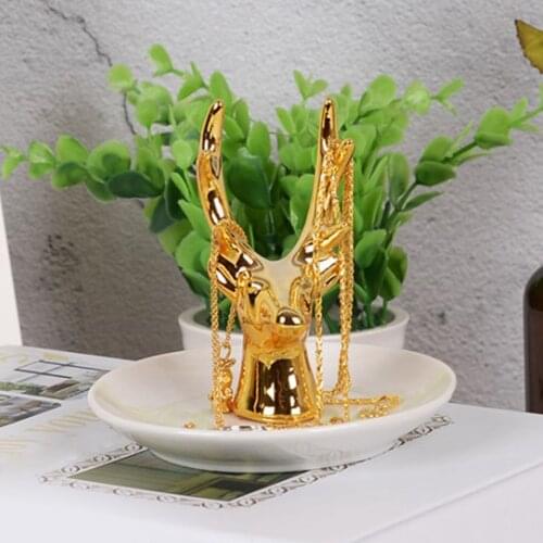 Ceramic Deer Jewelry Display Stand Tray Dish Organizer Necklace Holder