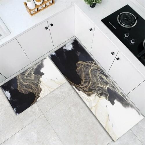 Black And White Abstract Landscape Floor Mat For Kitchen Soft Flannel Anti-slip Bath Mat Machine Washable Mat Entry Door Home