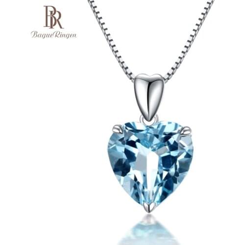 Bague Ringen silver 925 jewelry necklace with Heart of the Sea shape sapphire Pendant luxury jewelry Engagement Wedding Gift
