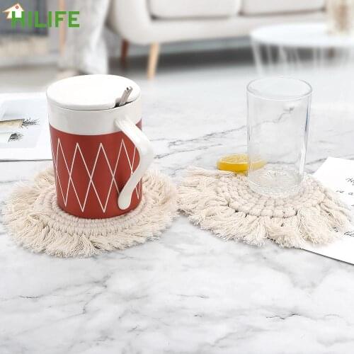 Macrame Cup Pad Northern Europe Style Bohemia Table Mat Coffee Cup Mats Pure Handmade Cotton Braid