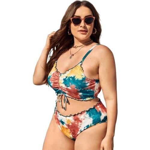 2021Women Push Up Bikinis Set Swimwear Plus Size High Waist Swimsuit Larges Big Plussize Swimming Suits Bathing Beachwear New