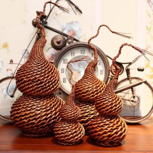 Natural Wicker Blessing Gourd Pure Handmade Weaving Crafts Home Hotel Restaurant Decoration Ornaments