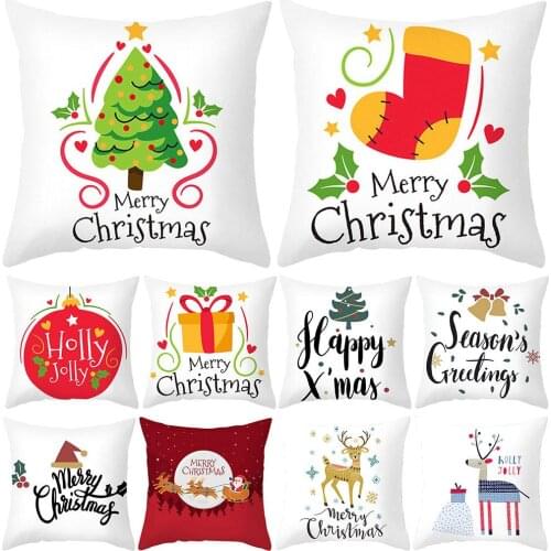 Elk Santa Claus Christmas Cushion Cover Gift King Throw Pillow Case Decor Xmas Gift Christmas Decorations For Home Ornament
