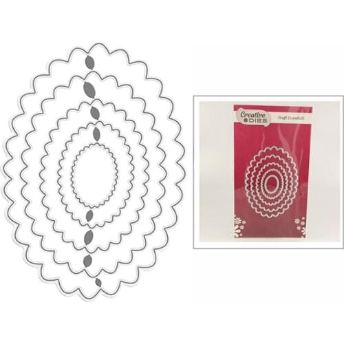 2021 New Scalloped Ovals Mirror Metal Cutting Dies for DIY Scrapbooking Decor and Card Making Paper Craft Embossing No Stamps