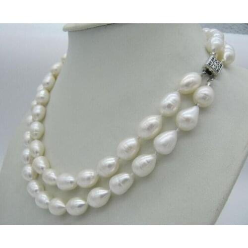 HOT AAA 11-13MM baroque REAL WHITE PEARL NECKLACE 18-19"