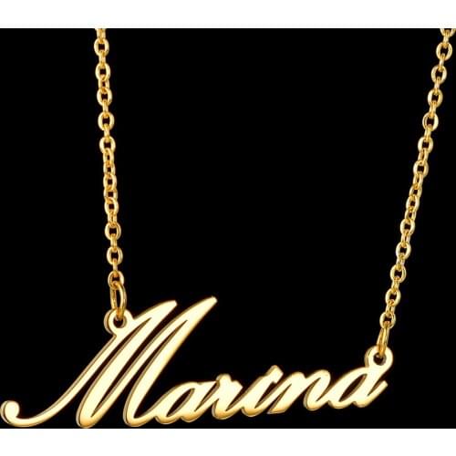 Personalized Name Piercing Custom Necklace Pendants Brief Stainless Steel Tiny Initial Letter Customied Necklace Jewelry Female