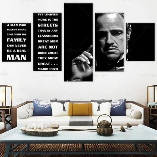 Godfather Poster Picture 5 panels canvas art print painting modular white and black movie wall pictures for living room decor