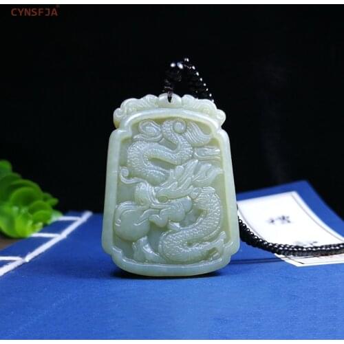 CYNSFJA Real Certified Natural Hetian Jade Nephrite Mens Charms Amulets Dragon Jade Pendant High Quality Carved Best Gifts
