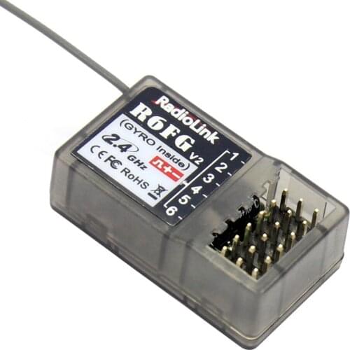 RadioLink R6FG V2 2.4GHz 6CH Receiver High Voltage RC Gyro Version For Radiolinks RC6GS RC Controller Transmitter