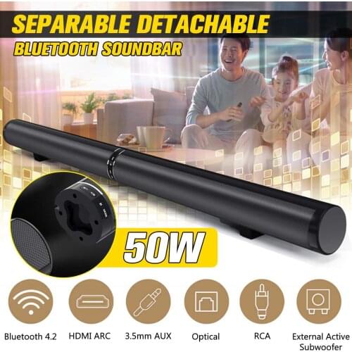 50W 100cm HiFi Detachable Wireless bluetooth Soundbar Speaker 3D Surround Stereo Subwoofer for TV Home Theatre System Sound Bar