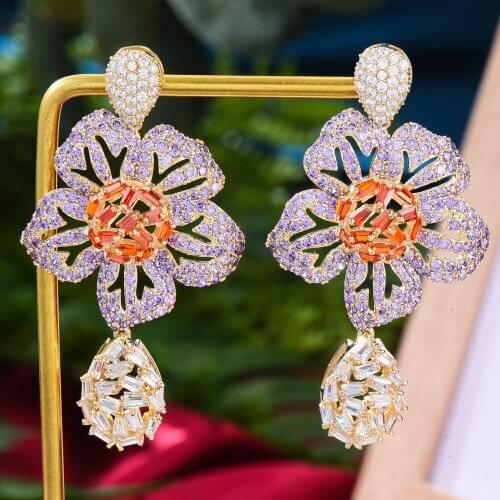 GODKI Spring Collection Flower Earrings For Women Wedding Party Dubai Bridal Jewelry boucle d'oreille femme Gift Jewelry